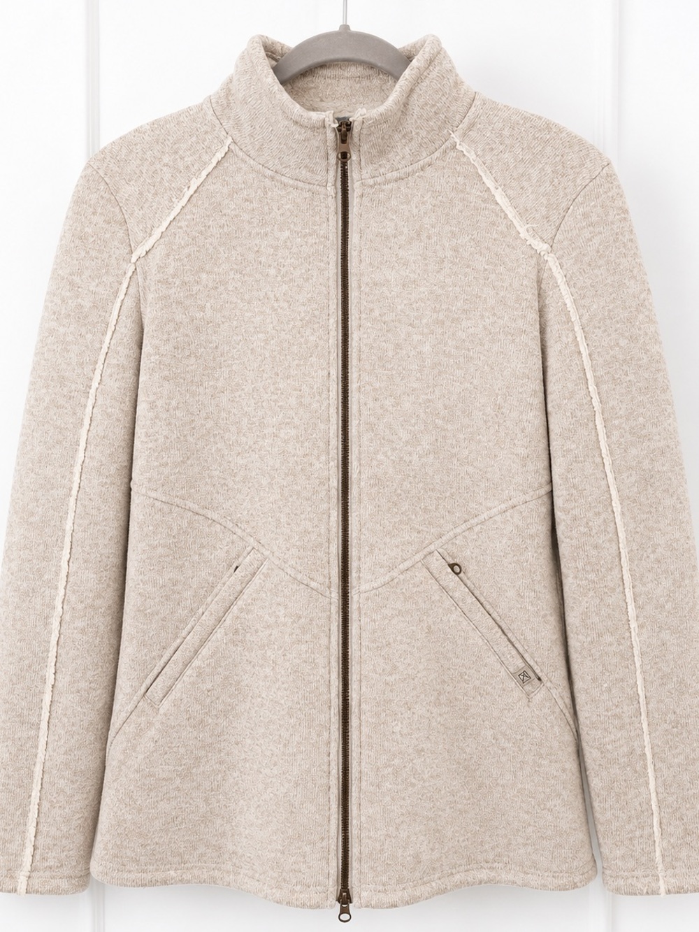 Avalanche Women's L Longline Beige Sherpa Lined Full-Zip Jacket